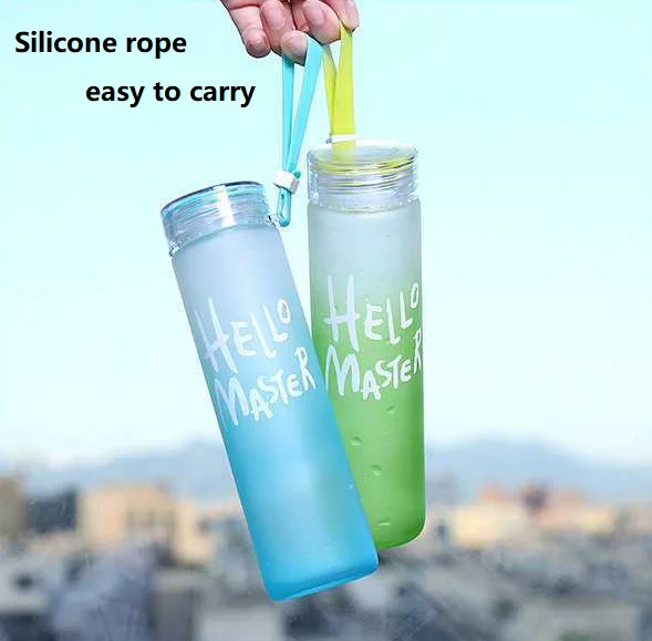 Hot Sell colorful letter glass water bottle with cloth cover frosted portable bottle glass
