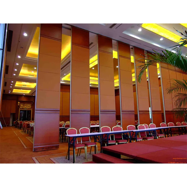 Folding Partition Movable Walls Restaurant 100Mm Surface Fabric Wooden Room Partition