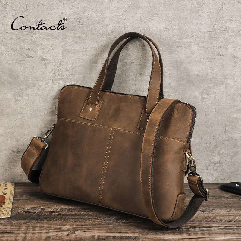 15 inch Large office Briefcase Bag Mens Business Travel Messenger Leather Laptop Bag