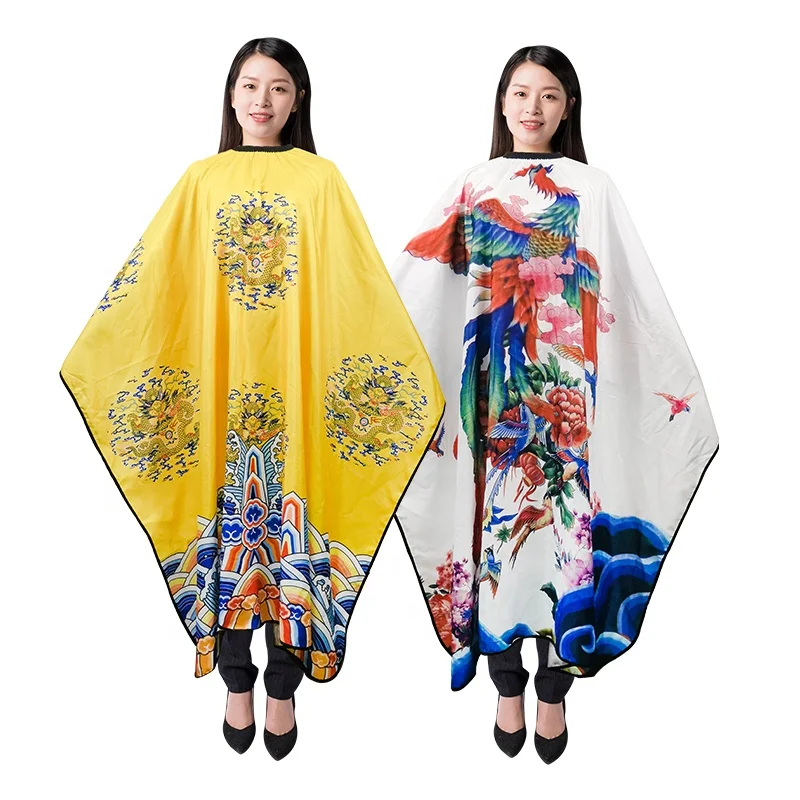 Chinese style Emperor Robe Dragon & Phoenix Pattern hair cutting cape for hairdressing