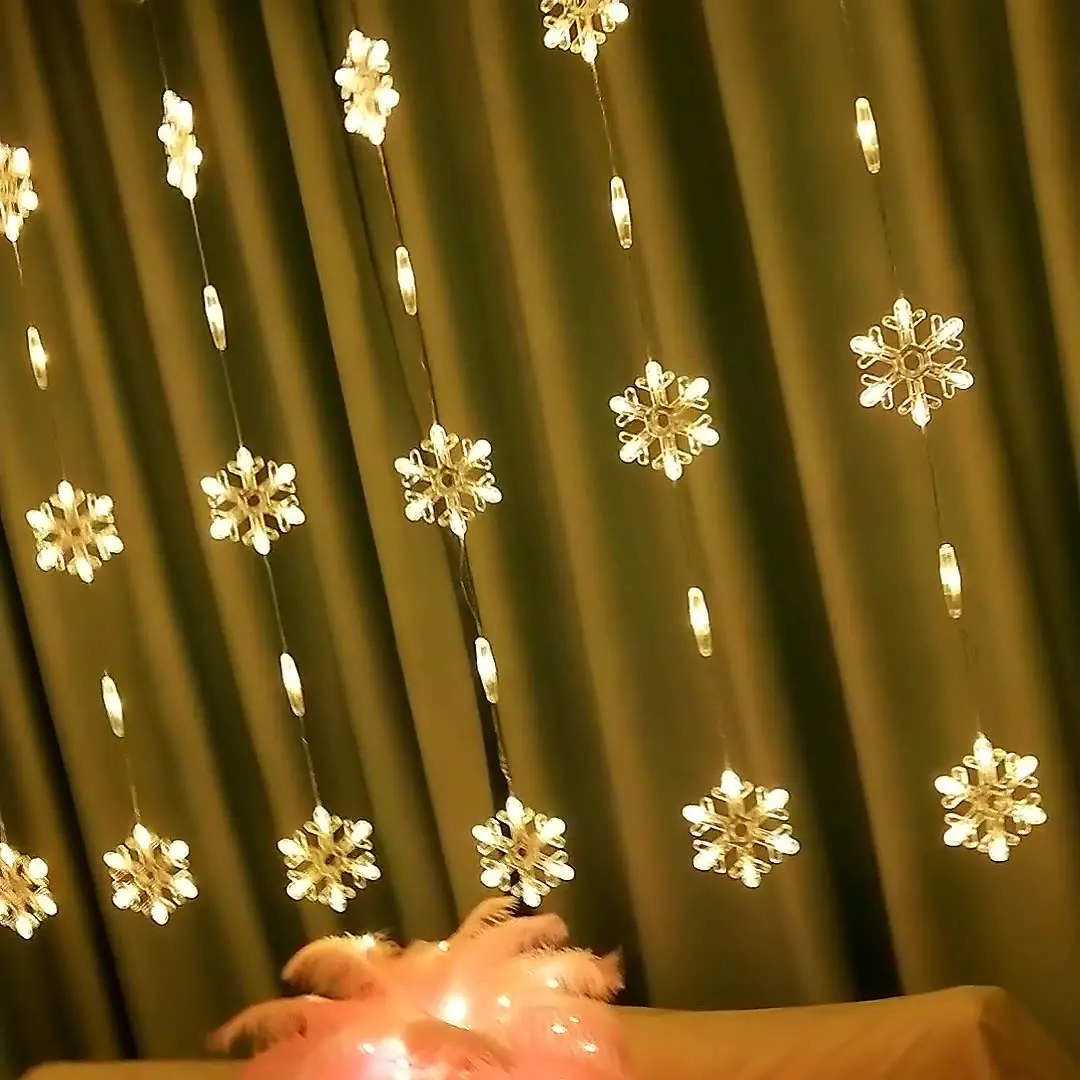 3M LED Christmas Curtain String Light LED Snowflake Garland Home Decorative Lights for Holiday