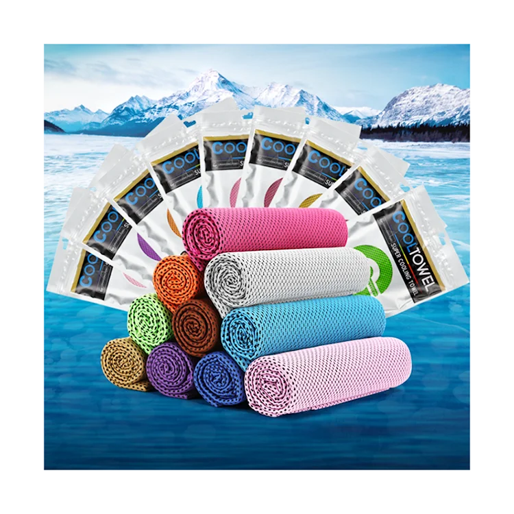 Chilling Neck And Face 30*90cm Antimicrobial Instant Cool Ice Cooling Towel For Plastic Bag