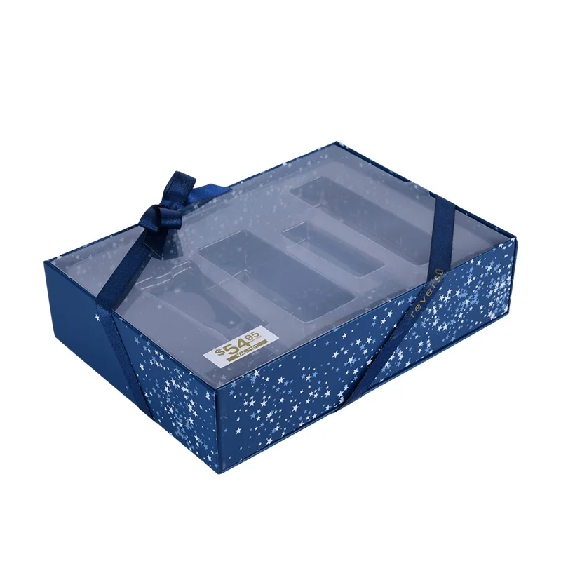 Custom  luxury cosmetic packaging box with transparent lid color box packaging design for cloth and cosmetics products