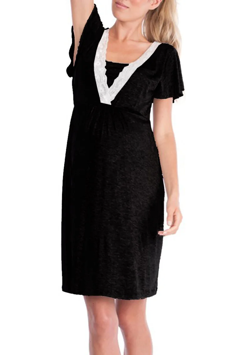 
Wholesale Mommy For Breastfeeding Sexy Lace Short Sleeve Plus size lactanciaComty Nightdress Nursing Pajamas Maternity Pajama 