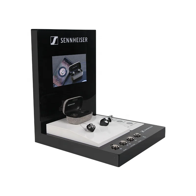 Бесплатный дизайн, пользовательские Tws наушники с синими зубьями, акриловая подставка для дисплея с ЖК-дисплеем