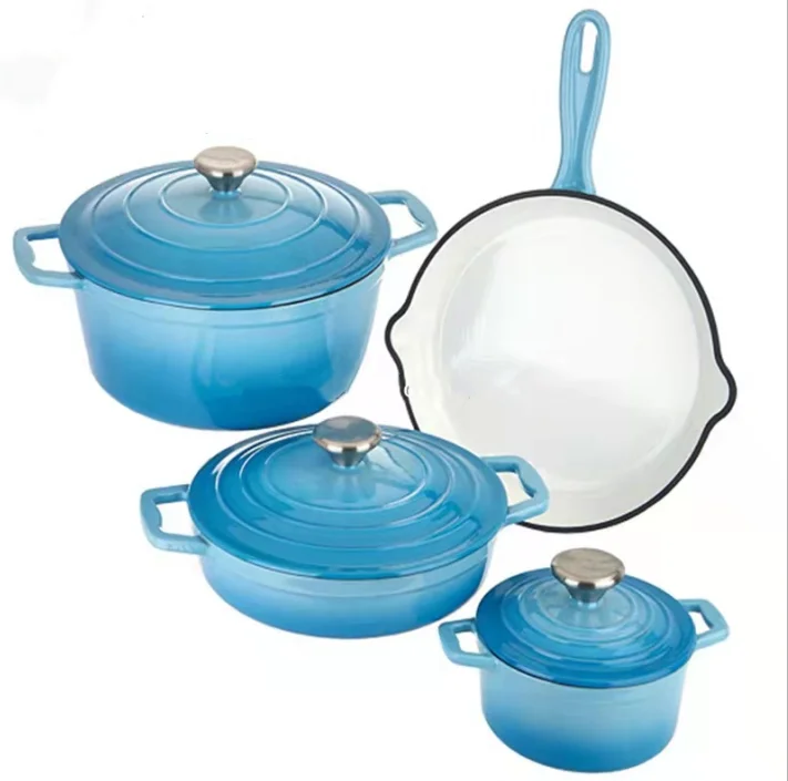 Hot Sale Cookware Enamel Cast Iron Kitchenware Pot and Pan Set cast iron cookware set