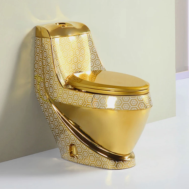 Royal vintage bathroom luxury sanitary ware golden plated toilet bowl pedestal wash basin sink ceramic gold toilet set