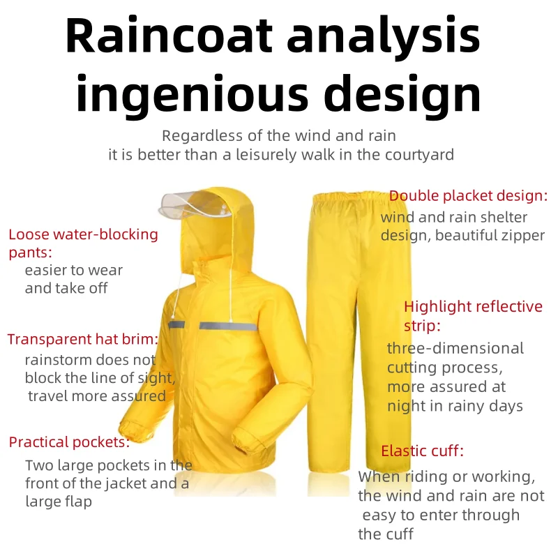 Wholesale Thickened Adult Split Reflective Raincoat Suit Men Women Construction Site Labor Protection Outdoor Raincoat Rain