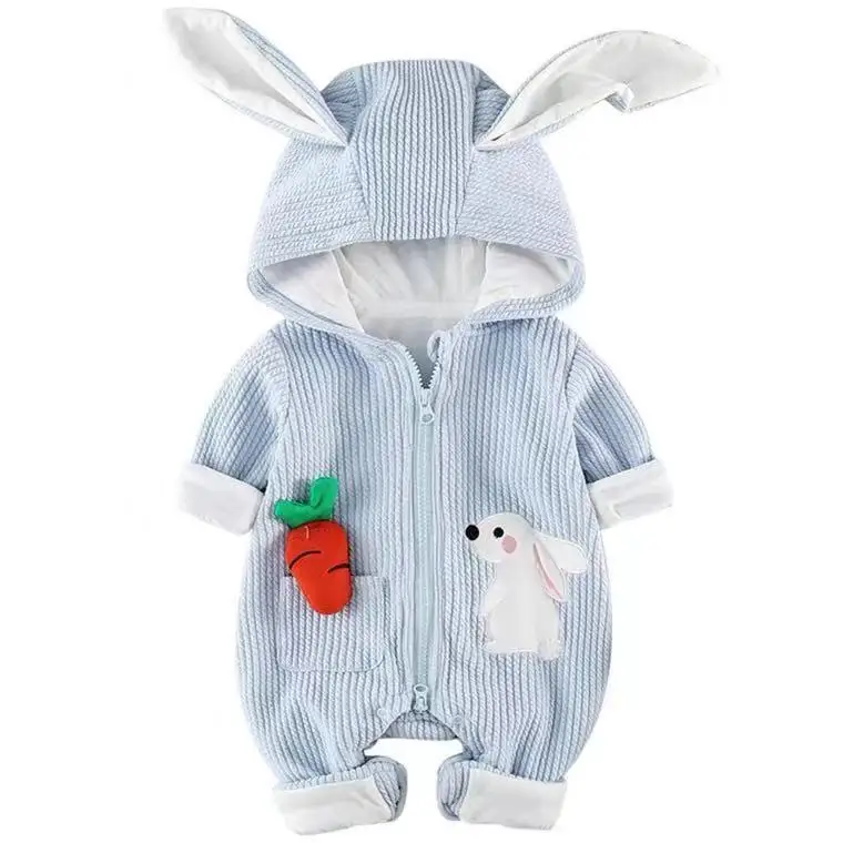 
Hot sale Baby Girl hooded zipper cute rabbit climbing coat for autumn and outdoor 