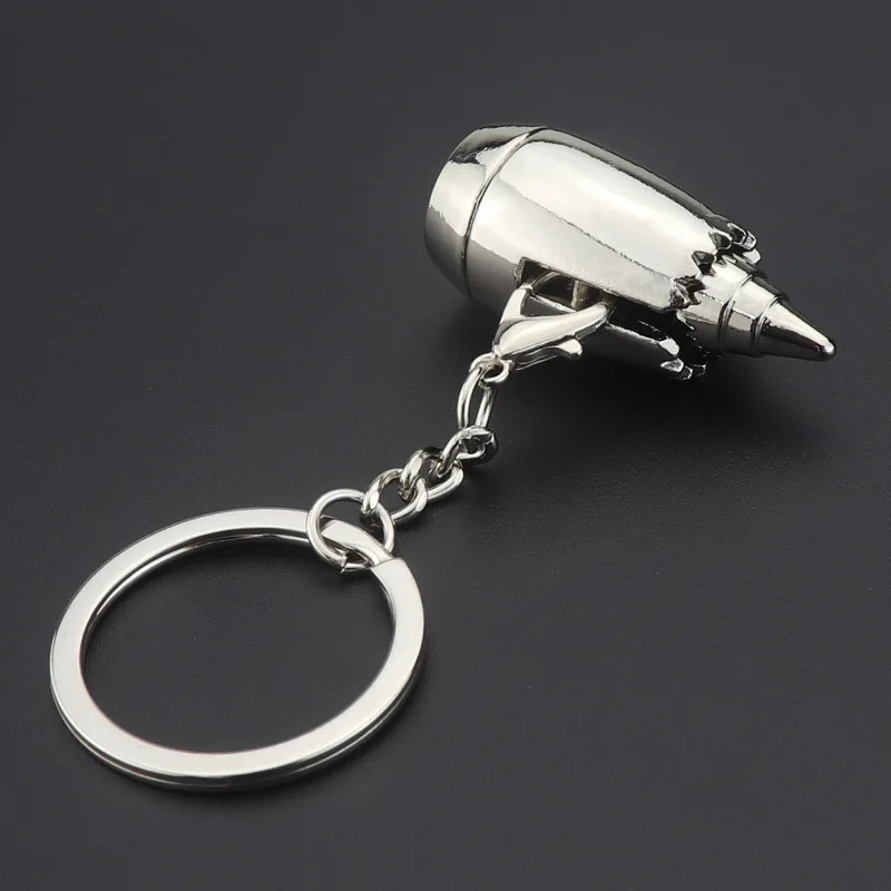 Aviation gift 3D aircraft engine metal key chain pendant
