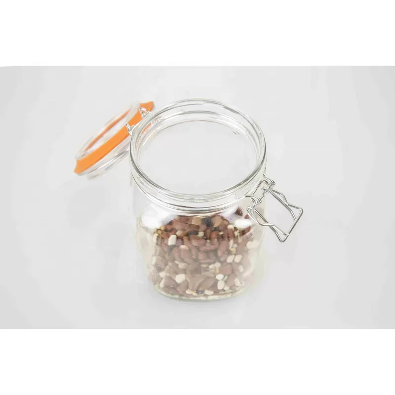 Wholesale price glass jars with airtight clip-on lids can be used for kitchen storage
