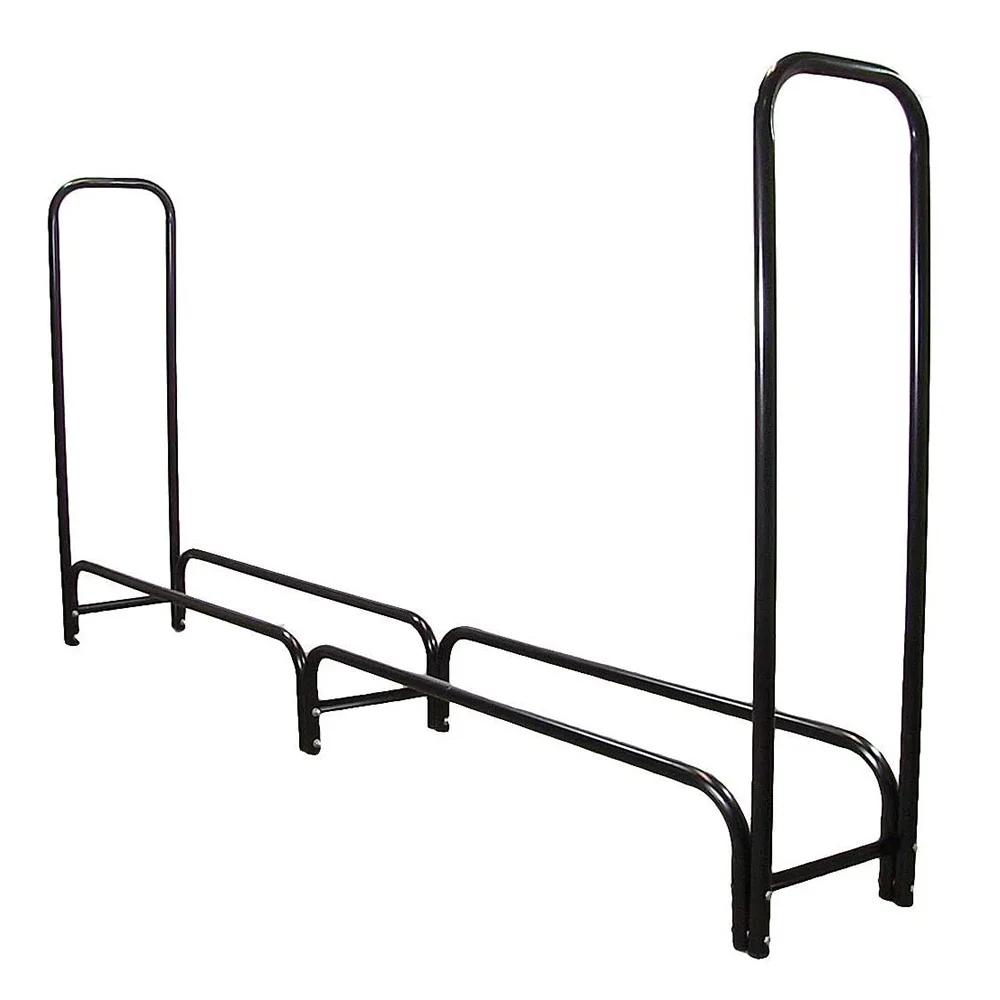 Firewood Log Rack, 4-Foot Heavy Duty Outdoor / Indoor Fireside Wood Stacking Storage Holder for Fireplace Stove Metal Black