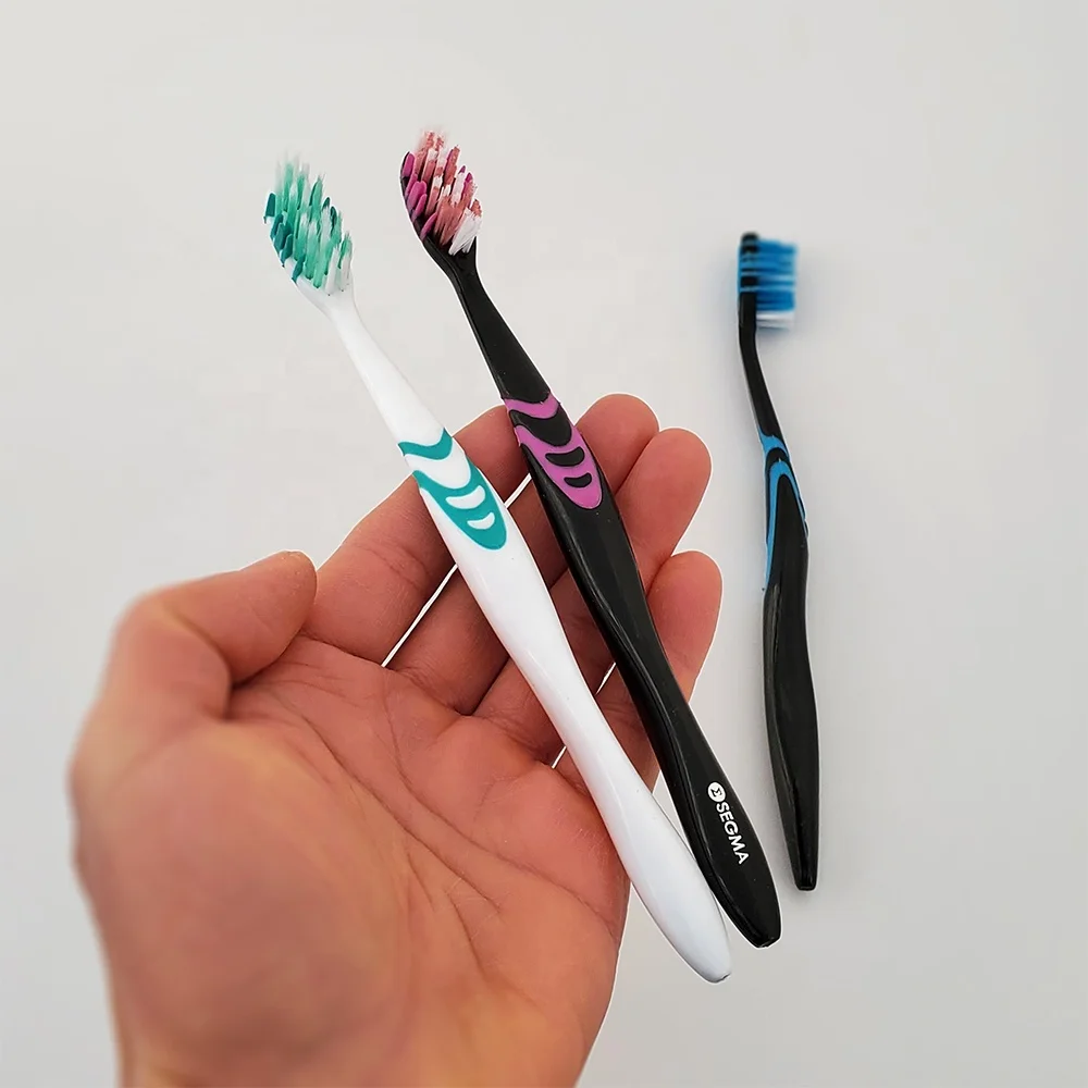 Gum care and massage rubber teeth adults soft rubber toothbrush with printed commodity logo