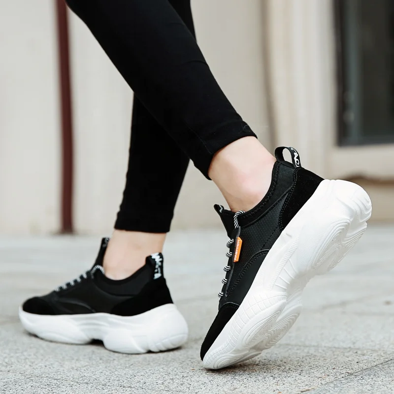 
Retro Splicing Platform Shoes Classic White Sneaker With Comfortable Memory Foam Sole For Outdoor Sport 