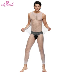 Оптовая продажа с длинным рукавом белые прозрачные сексуальные сетчатые мужские чулки