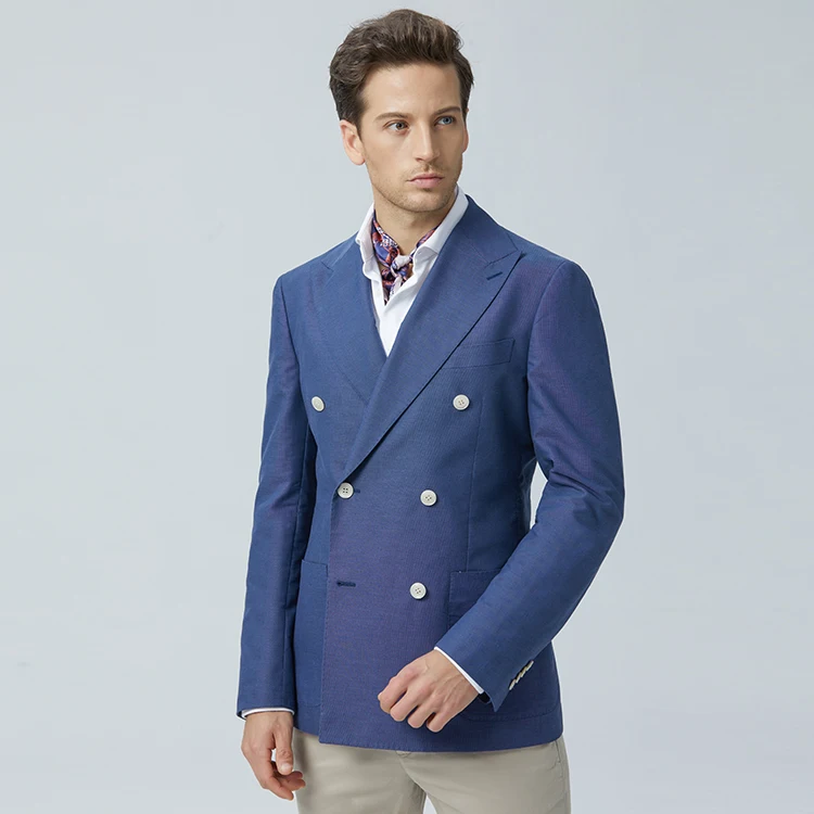 Hot Selling Designer 100% Cotton Double Breasted Formal Blazer Coat Suit for Men