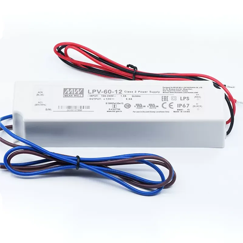 Meanwell LPV-60-12 12V 5A 60W 5V 15V 24V 36V 48V Mean Well LED Switching Power Supply IP67 Waterproof LED Driver
