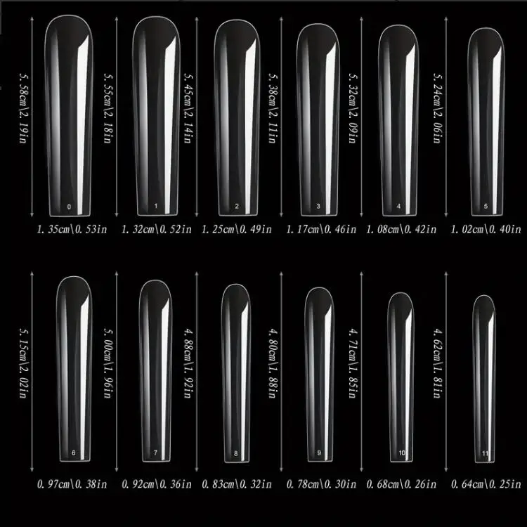 240pcs Full Cover Long Coffin Gel Nail Tips Set Clear Acrylic Press On Nails with French Tips for Beautiful and Durable Manicure