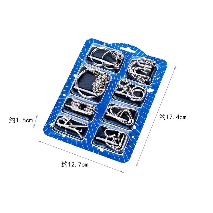 Nine series of metal educational toys intelligence buckle eight sets of ring unlocking unlocking decompression gift wholesale