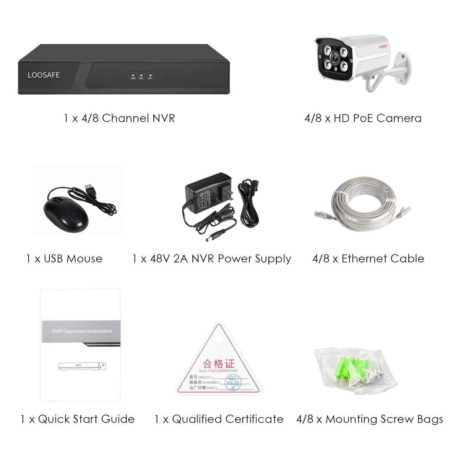 Loosafe умный ip nvr kit 8-канальный сетевой видеорегистратор 8ch HD poe видеонаблюдения камера для домашней безопасности