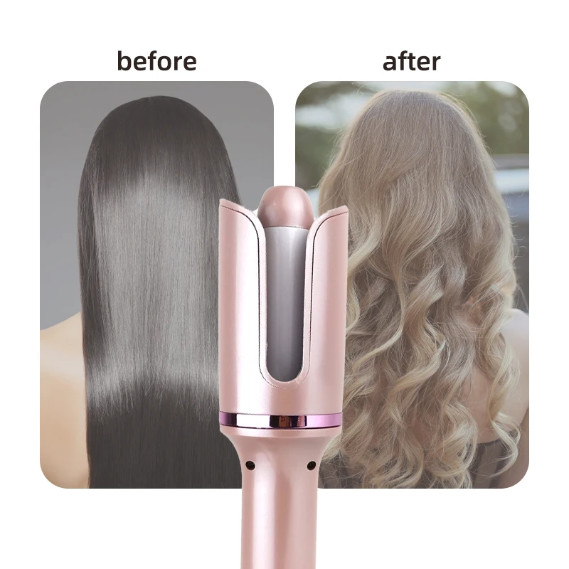 Customized Logo Professional Mini Portable Big Wave Smart Rotating Automatic Hair Curler Curling Iron