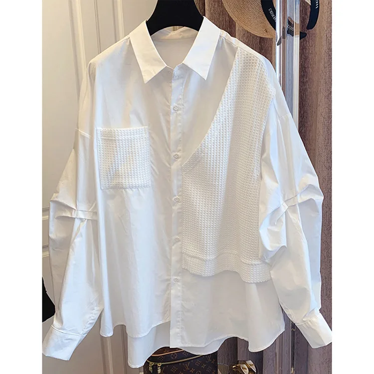 spring and autumn Korean loose casual retro long-sleeved girl shirts