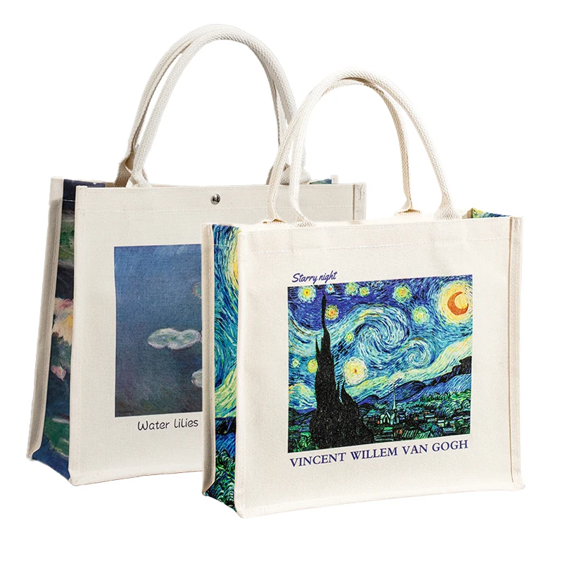 Customized printed canvas bag with zipper and handle, indoor and outdoor beach canvas handbag