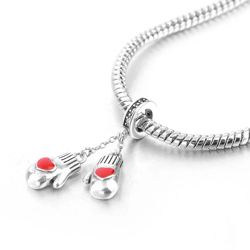 925 Sterling Silver Enamel Glove Charms Fits European Beads Glove Charms DIY Bracelet Jewelry Gifts for Women Men Child