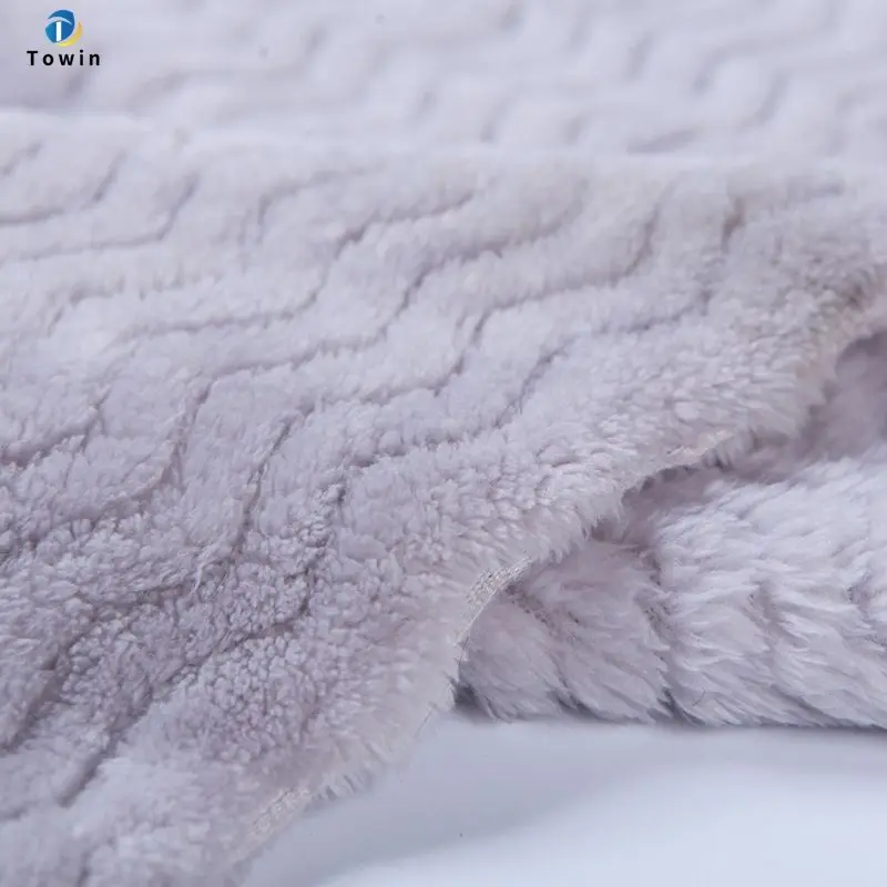 Manufacturer  Plain Flannel Bebe Fleece Large Wave Fabric Polyester  Home Textile Fabric Can Be Customized