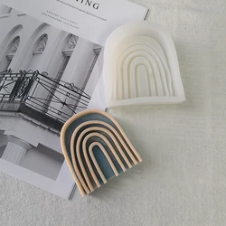 Hot Selling DIY Cute Fluted Swirl Irregular Shape Candle Mold Twist Ripple Fancy Rainbow Resin Arch CandleSilicone Mold