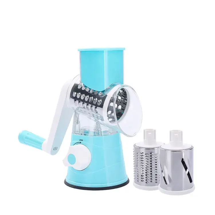 Factory 3 in 1 Rotary Cheese Grater Round Tumbling Box Shredder Drum Multifunctional Fruit & Vegetable Cutter with Handle