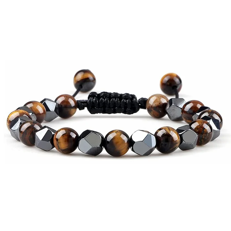 Wholesale Natural crystal beads bracelet tiger eye bracelet woven hematite natural lava stone bracelet for Men and women