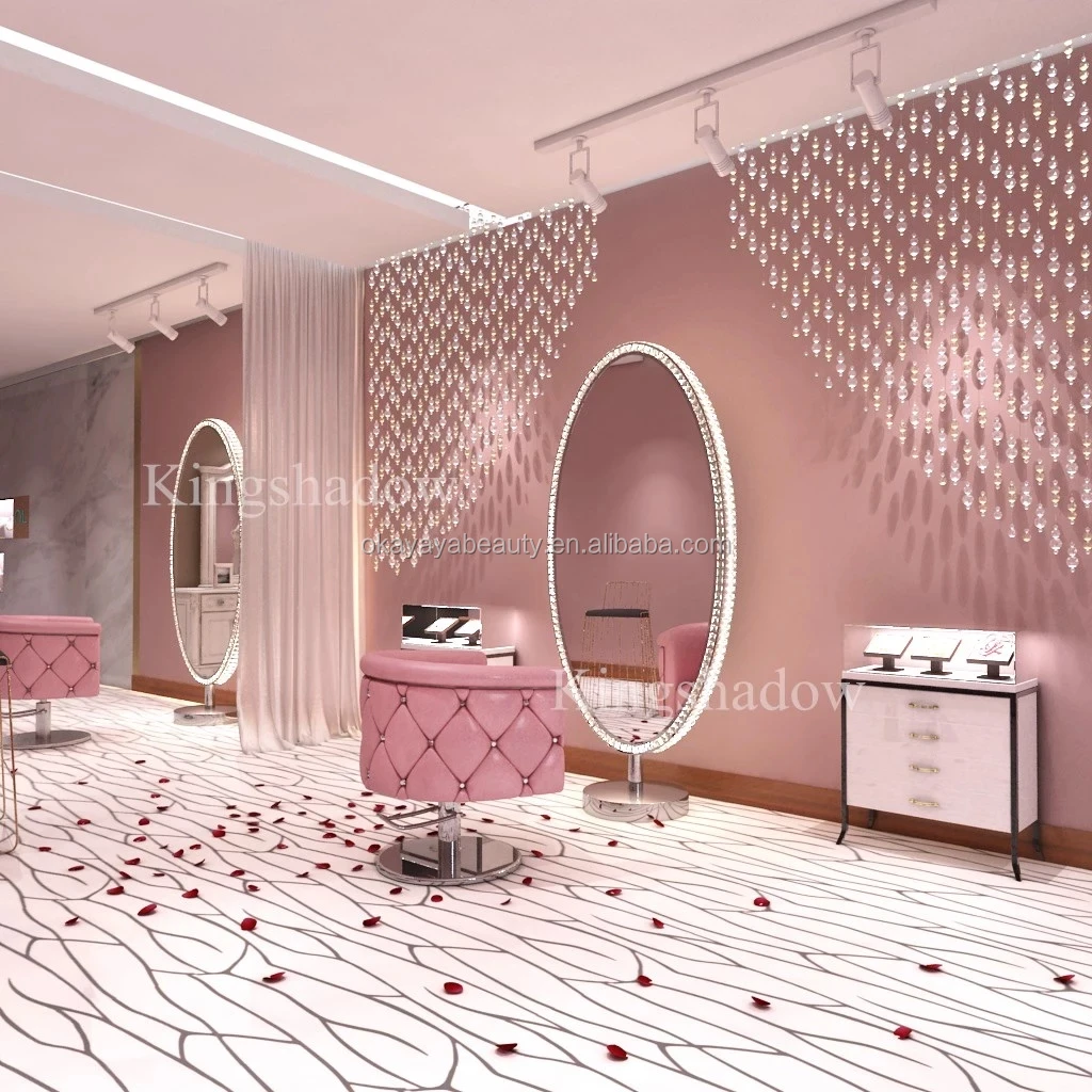 2020 beauty hair salon mirror station makeup mirrors hair styling stations with light