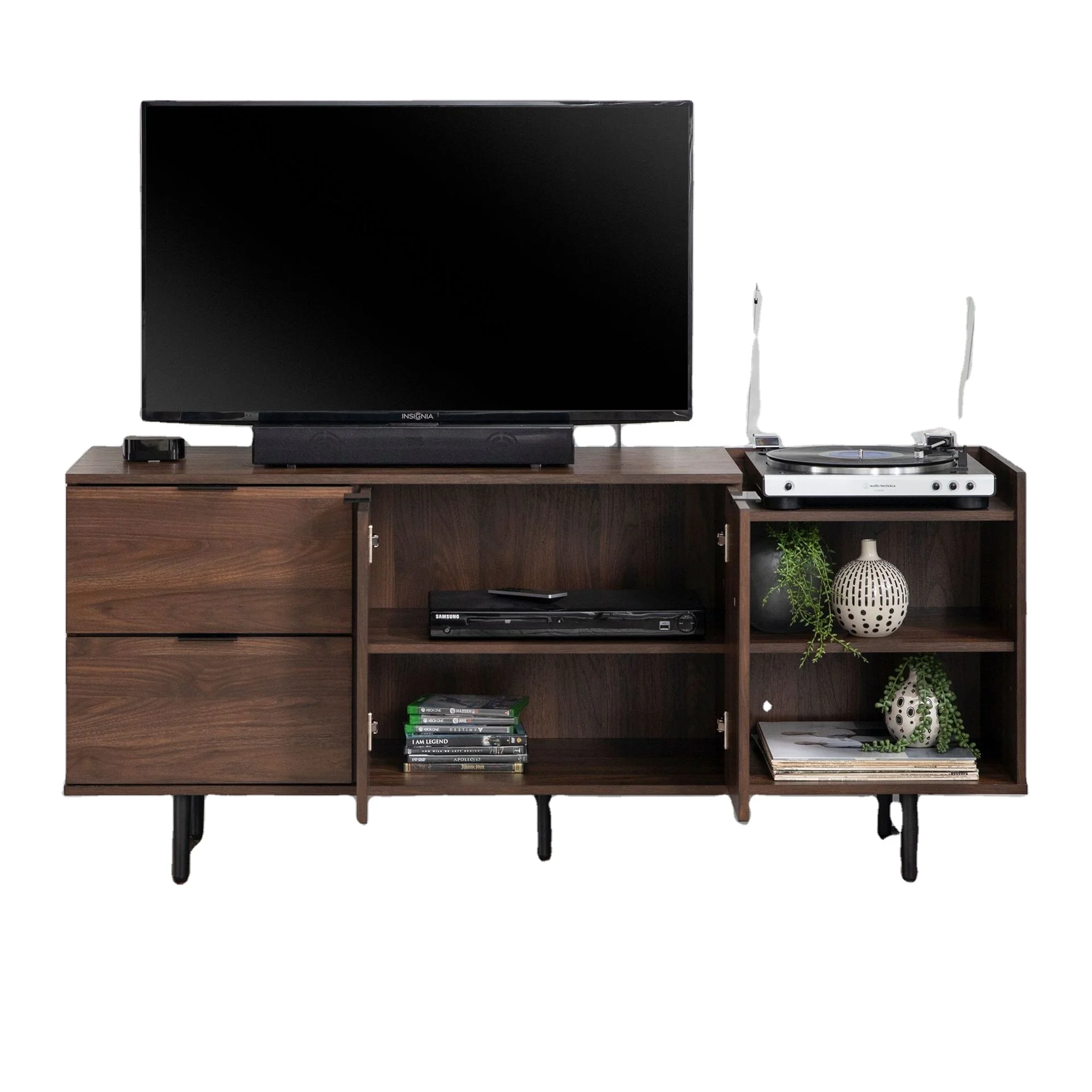 Vekin Furniture Modern Style Wholesale Wall Wooden Media Console Living Room TV Stand Table TV Unit Cabinet