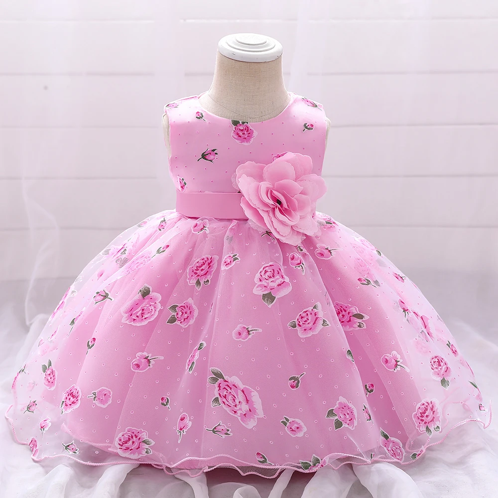 2022 New Design  Summer Baby Girls Flower Dresses  Kids Birthday Wedding Party Tulle Wear Dress