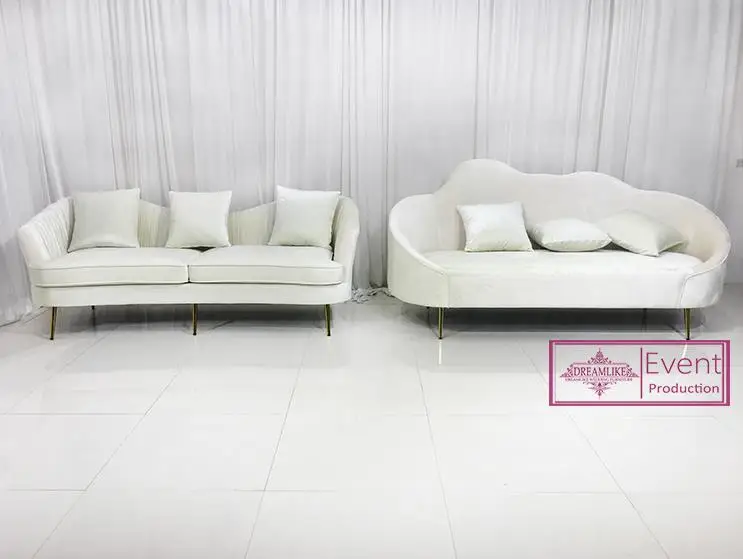 Luxury Modern Hotel lobby living room sofas set couch furniture 3 seats optional white pink blue wedding sofas