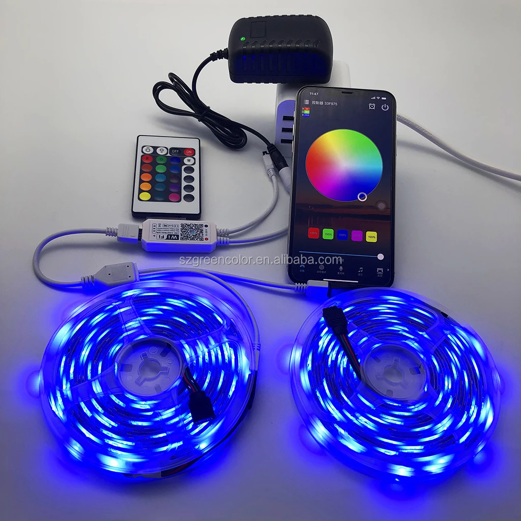 Комплект светодиодной ленты 2835 RGB меняющая цвет гибкая диммируемая Светодиодная лента 12 В с пультом дистанционного управления на 24 кнопки и источником питания для