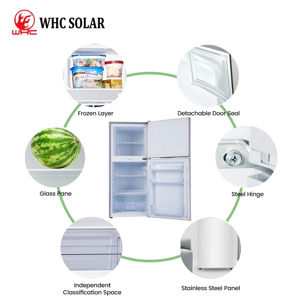 WHC Solar 12V/24V DC R134a Solar Freezer Refrigerator 50L 98L 108L 118L 178L 198L 218L 268L Solar Fridge Freezer