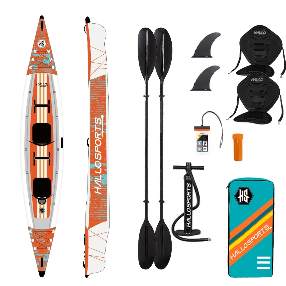 Hallosports K004 verified inflatable double canoe boat kayak
