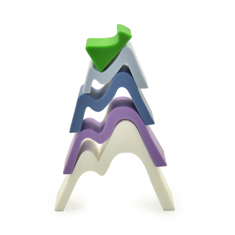  Custom Color baby development toys Mountain silicone stack toy stacking rings wholesale