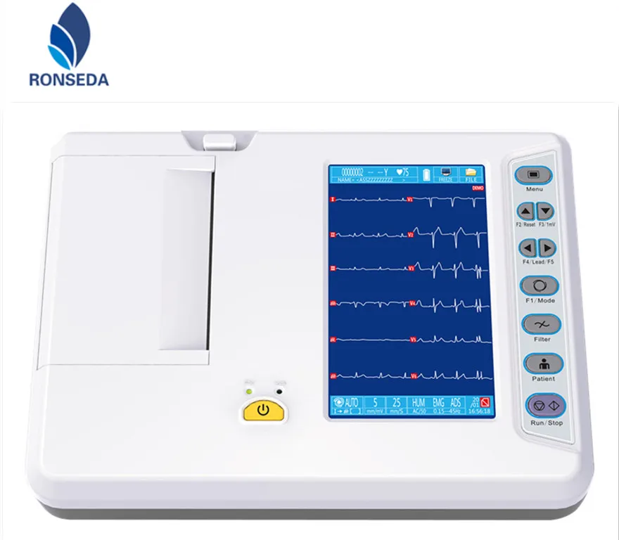 RSD 3306G Portable and delicate design  7 inch touch color LCD 12 leads Six Channel ECG Machine