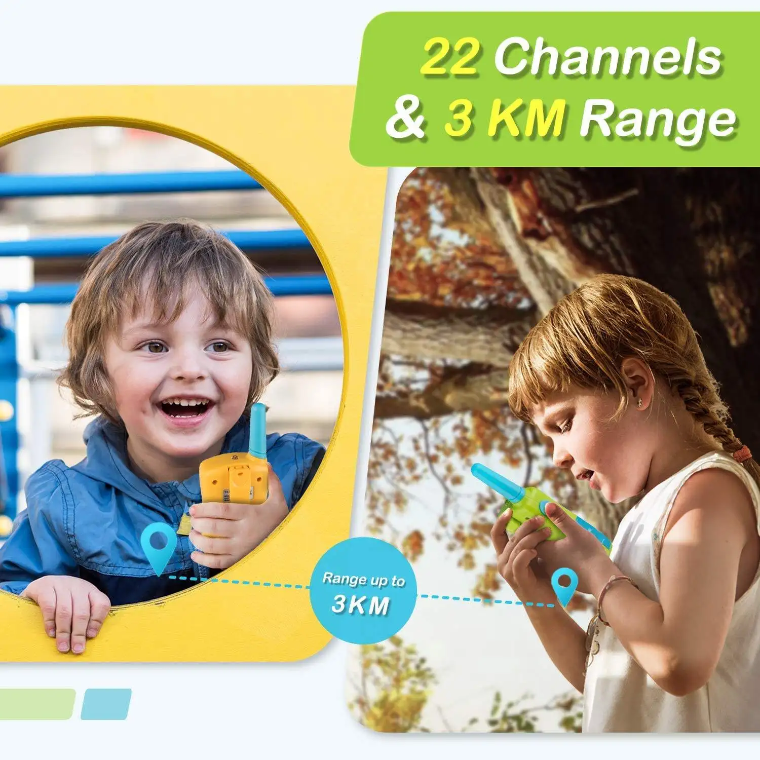 22 Channel Two Way Audio Toys 3 Miles Children Walkie Talkie Sets for Kids