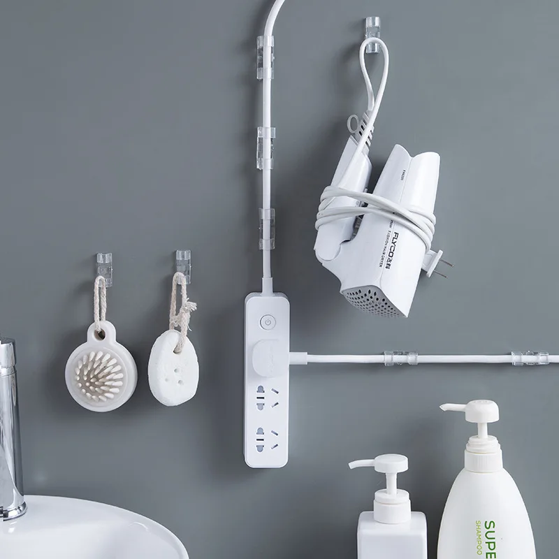 Cable Clips with Strong Self-Adhesive Cable Management TV PC Wire Holder Sticky Tidy and Organizer Cord and Wires