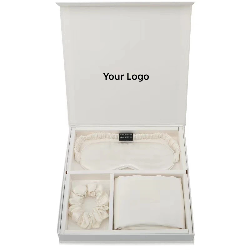 Hot Sale 2022 Wholesale Custom Made 19 Momme Real Silk Three-Piece Kit with Gift Box Silk Pillowcase Christmas Silk Gift Pack