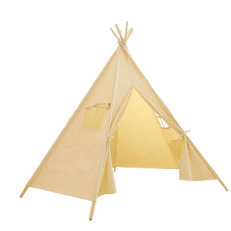 
Large Cotton Canvas Teepee Tent Kids Indoor Hexagonal Big Space Indian Tipi Tents for Kids Toy Tent 