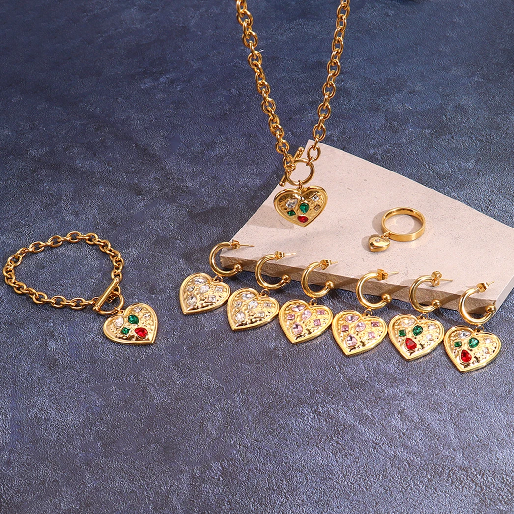 Costume De Bijoux18K золотые ювелирные изделия в богемном стиле для женщин ожерелье браслет серьги кольцо свадебные Дубай ювелирное изделие виде сердца комплекты