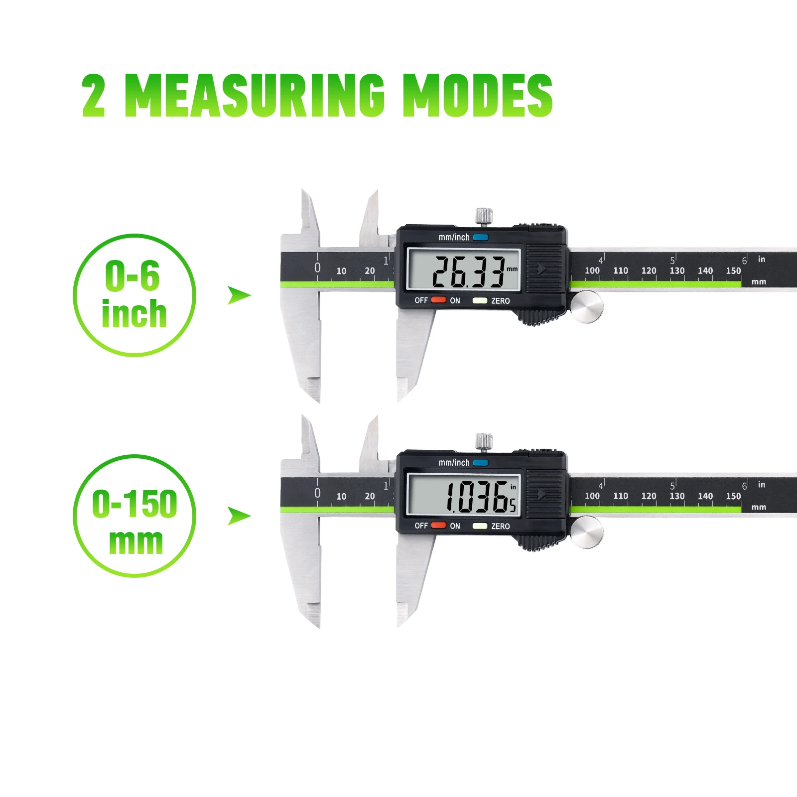 Huepar DC15 6 Inch 150mm Stainless Steel Electronic Micrometer Ruler Digital Vernier Caliper HD Screen