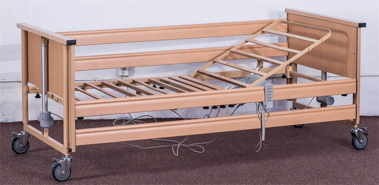 BT-AE047 Cheap hospital 2 function manual nursing bed wooden home care bed for elderly with mattress price