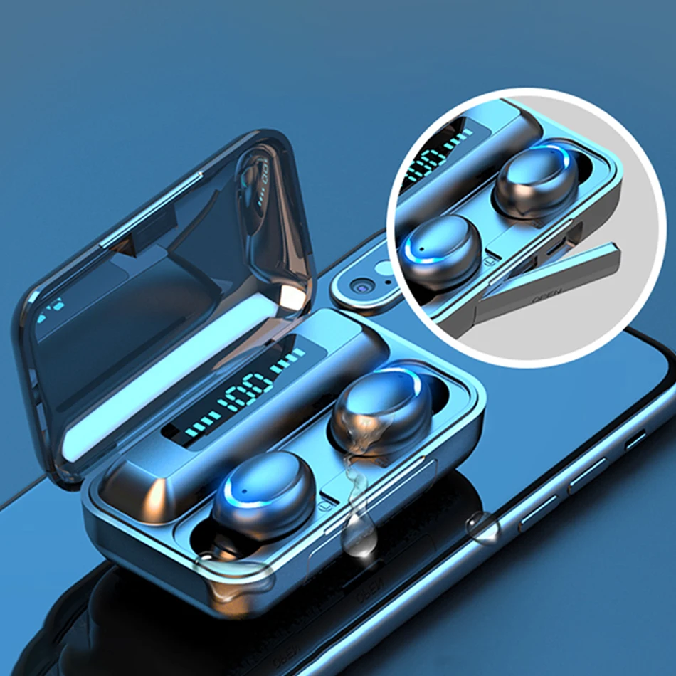 2022 F9 Tws Earphones 9d Hifi Stereo Waterproof In Ear Headphone Bt 5.0 Led Display Wireless Earbuds F9-5 F9-5c