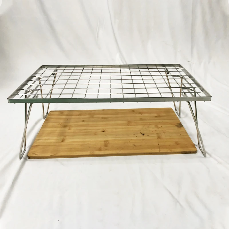 Stainless steel  frame bamboo square small folding camping picnic table folding desk